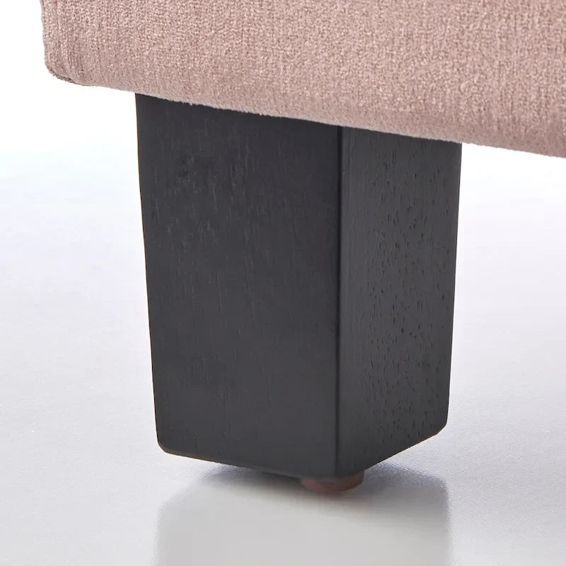 Cama Queen tapizada en crema/gris/rosa/azul – Lino y Chenilla
