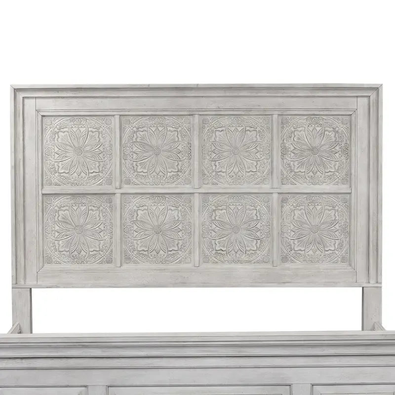 Cabecero de panel Queen blanco antiguo, para 1