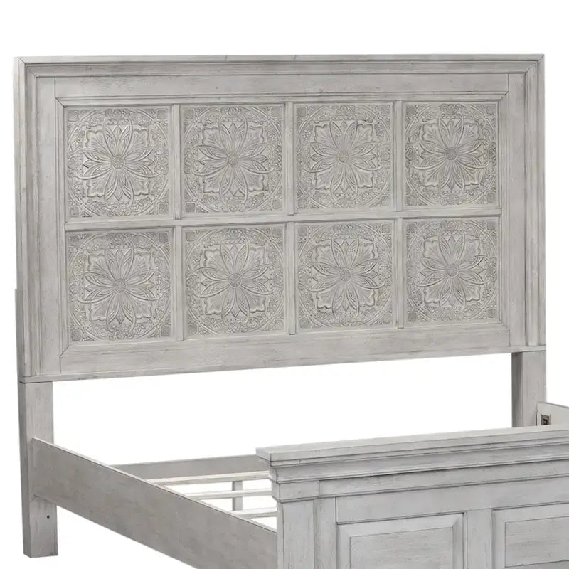 Cabecero de panel Queen blanco antiguo, para 1