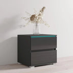 Mesa de Noche de Alto Brillo Negra / Gris / Blanca con Luces LED – 1 Cajón, 1 Persona
