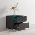 Mesa de Noche de Alto Brillo Negra / Gris / Blanca con Luces LED – 1 Cajón, 1 Persona