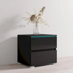 Mesa de Noche de Alto Brillo Negra / Gris / Blanca con Luces LED – 1 Cajón, 1 Persona