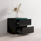 Mesa de Noche de Alto Brillo Negra / Gris / Blanca con Luces LED – 1 Cajón, 1 Persona