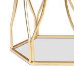 Mesa auxiliar hexagonal de mármol blanco y metal dorado, 1 pieza