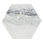 Mesa auxiliar hexagonal de mármol blanco y metal dorado, 1 pieza