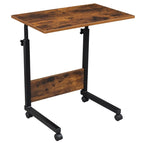 Mesa auxiliar retro marrón, ajustable en altura con ruedas, 1 persona, 2 tamaños