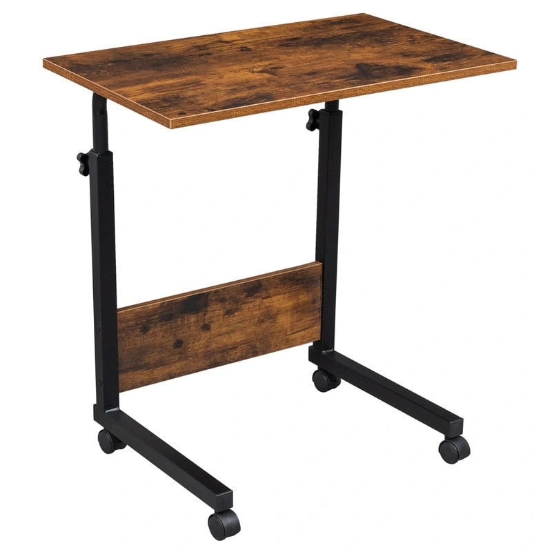 Mesa auxiliar retro marrón, ajustable en altura con ruedas, 1 persona, 2 tamaños
