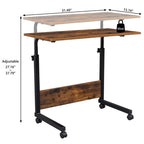 Mesa auxiliar retro marrón, ajustable en altura con ruedas, 1 persona, 2 tamaños