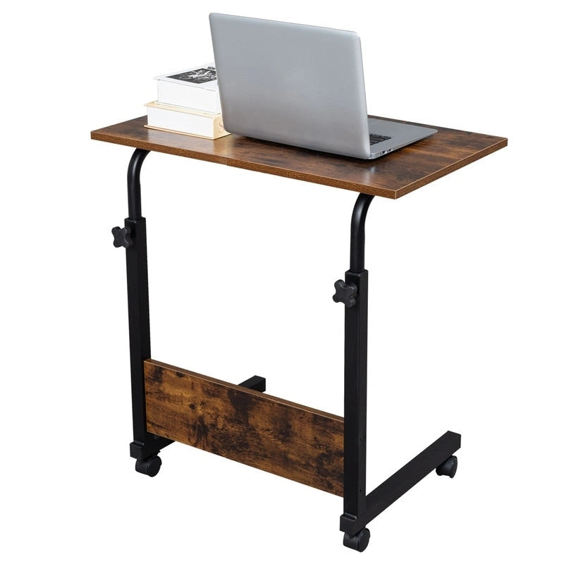 Mesa auxiliar retro marrón, ajustable en altura con ruedas, 1 persona, 2 tamaños