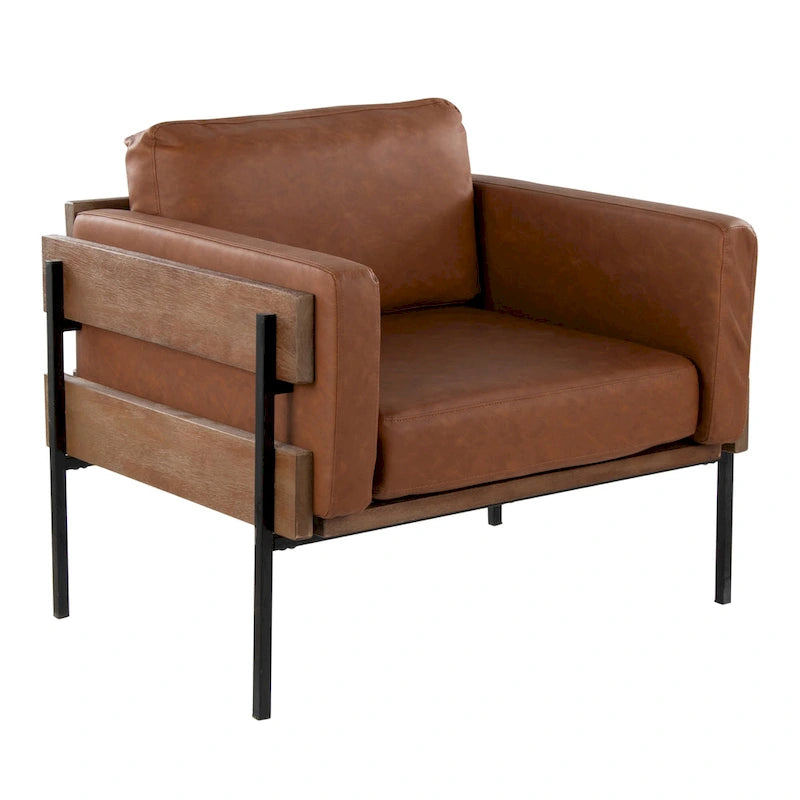 Sillón decorativo – Tela / Piel sintética, Madera y metal, Un solo asiento