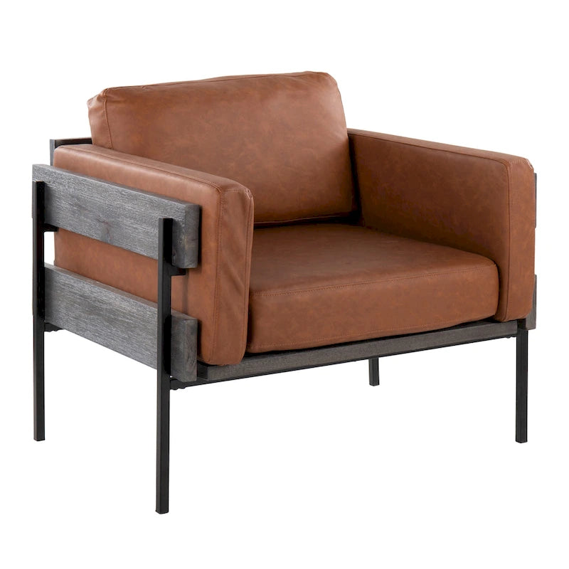 Sillón decorativo – Tela / Piel sintética, Madera y metal, Un solo asiento