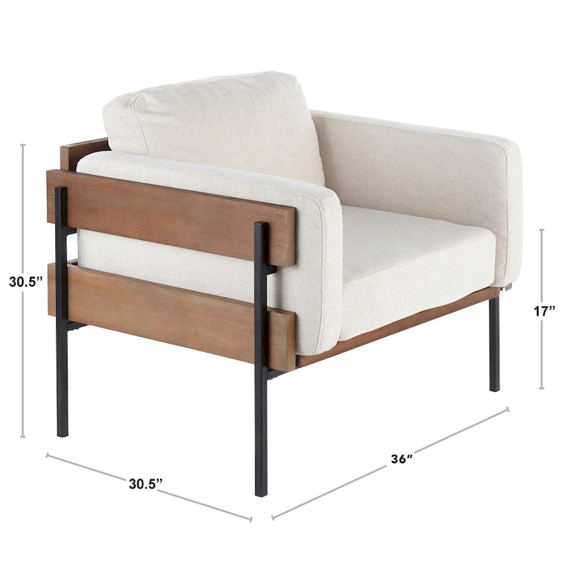 Sillón decorativo – Tela / Piel sintética, Madera y metal, Un solo asiento