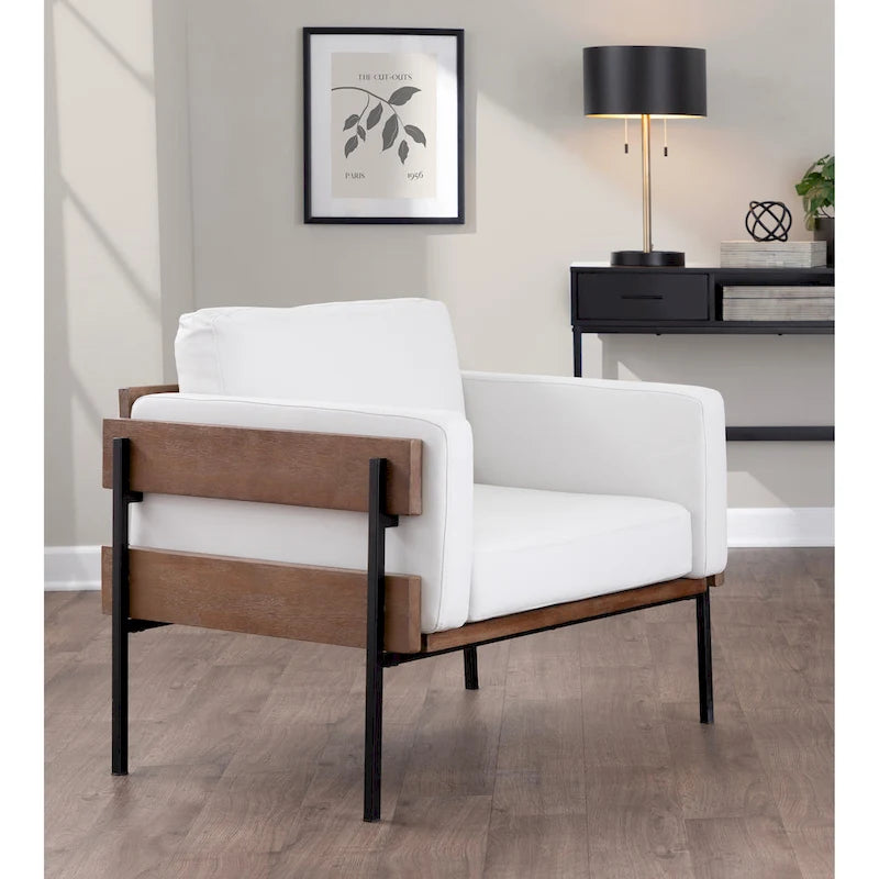 Sillón decorativo – Tela / Piel sintética, Madera y metal, Un solo asiento