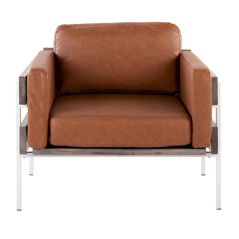 Sillón decorativo – Tela / Piel sintética, Madera y metal, Un solo asiento