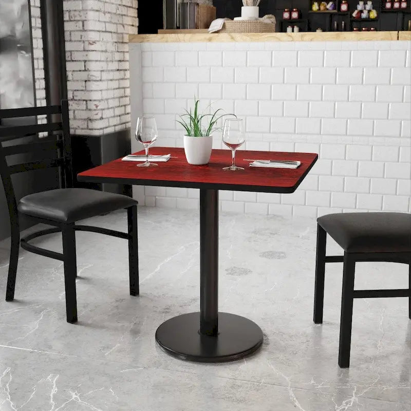 Juego de mesa de comedor cuadrada laminada de 2 piezas, para 2, negro/caoba/natural/nogal