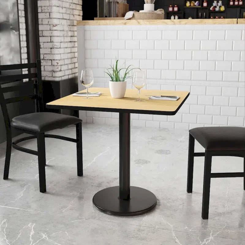 Juego de mesa de comedor cuadrada laminada de 2 piezas, para 2, negro/caoba/natural/nogal