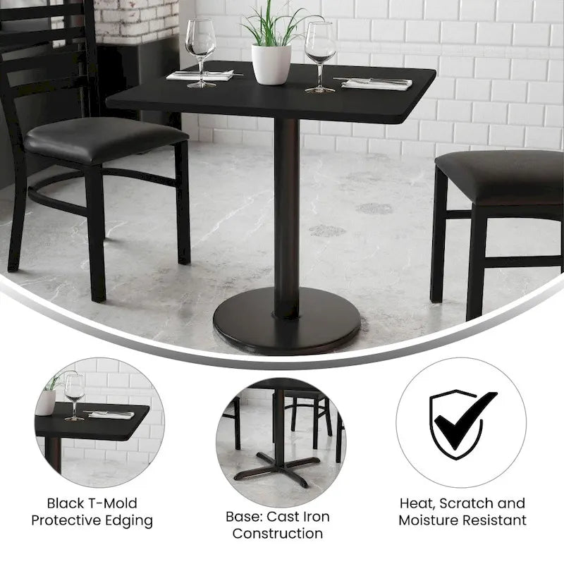 Juego de mesa de comedor cuadrada laminada de 2 piezas, para 2, negro/caoba/natural/nogal