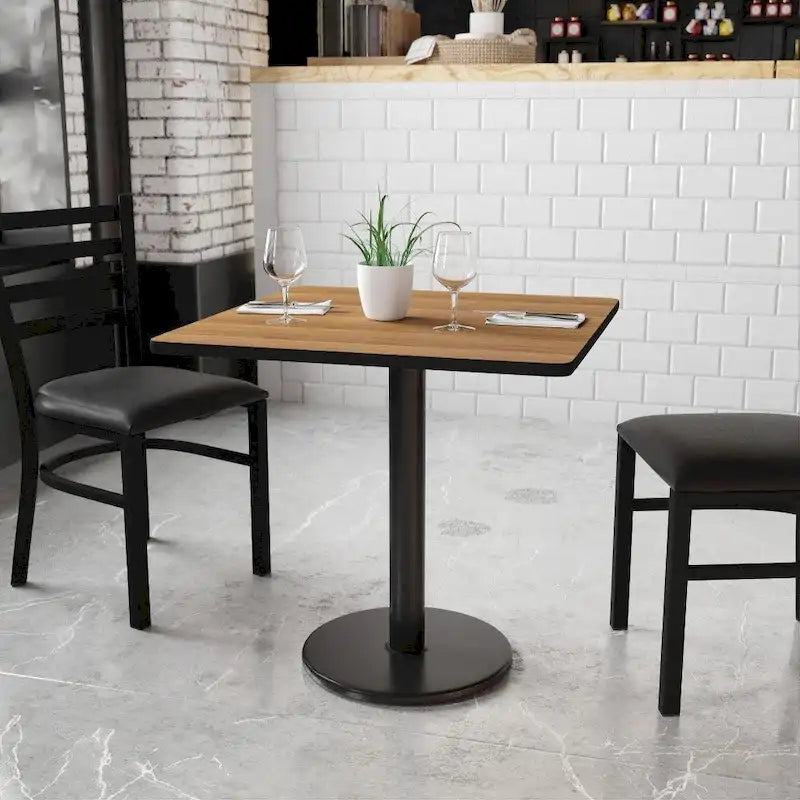 Juego de mesa de comedor cuadrada laminada de 2 piezas, para 2, negro/caoba/natural/nogal