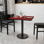Juego de mesa de comedor cuadrada laminada de 2 piezas, para 2, negro/caoba/natural/nogal