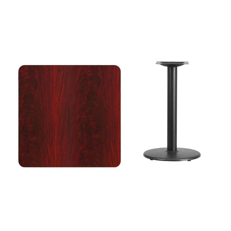 Juego de mesa de comedor cuadrada laminada de 2 piezas, para 2, negro/caoba/natural/nogal