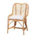 Silla de Comedor de Ratán Blanco y Marrón Natural, Estilo Bohemio, Asiento Individual