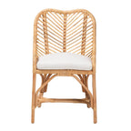 Silla de Comedor de Ratán Blanco y Marrón Natural, Estilo Bohemio, Asiento Individual