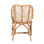 Silla de Comedor de Ratán Blanco y Marrón Natural, Estilo Bohemio, Asiento Individual
