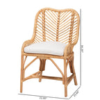 Silla de Comedor de Ratán Blanco y Marrón Natural, Estilo Bohemio, Asiento Individual