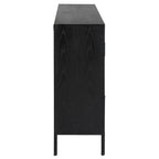 Mueble auxiliar de 2 puertas Dark Oak, Negro, con tapa de madera