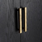 Mueble auxiliar de 2 puertas Dark Oak, Negro, con tapa de madera