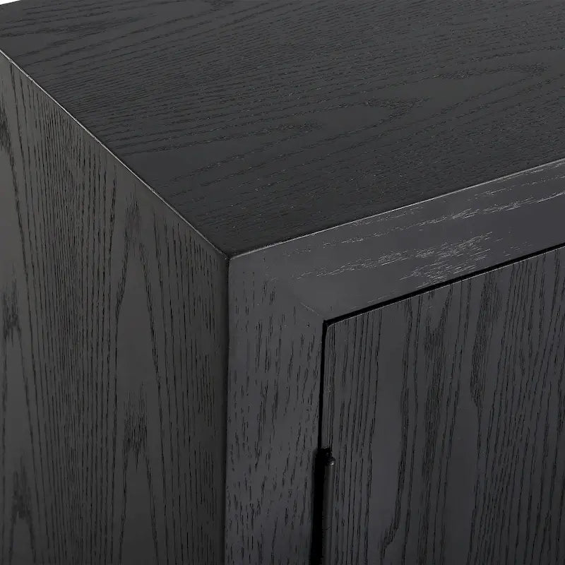 Mueble auxiliar de 2 puertas Dark Oak, Negro, con tapa de madera