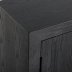 Mueble auxiliar de 2 puertas Dark Oak, Negro, con tapa de madera