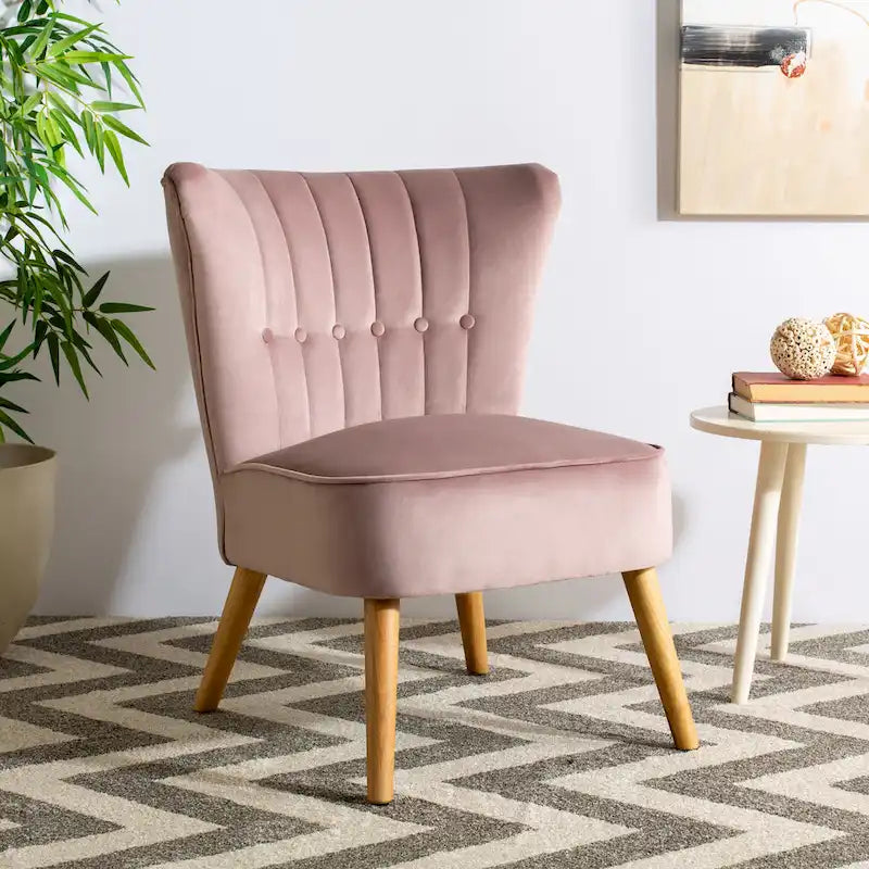 Sillón individual auxiliar de terciopelo de mediados de siglo color azul pizarra, rosa empolvado y malva
