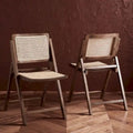 Silla de comedor plegable de ratán nogal/negro/blanco/natural (juego de 2)