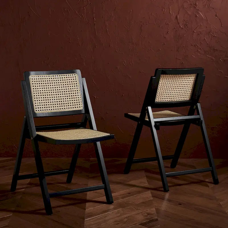 Silla de comedor plegable de ratán nogal/negro/blanco/natural (juego de 2)