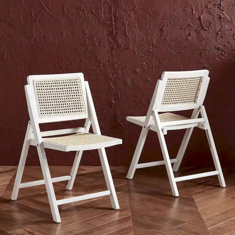 Silla de comedor plegable de ratán nogal/negro/blanco/natural (juego de 2)