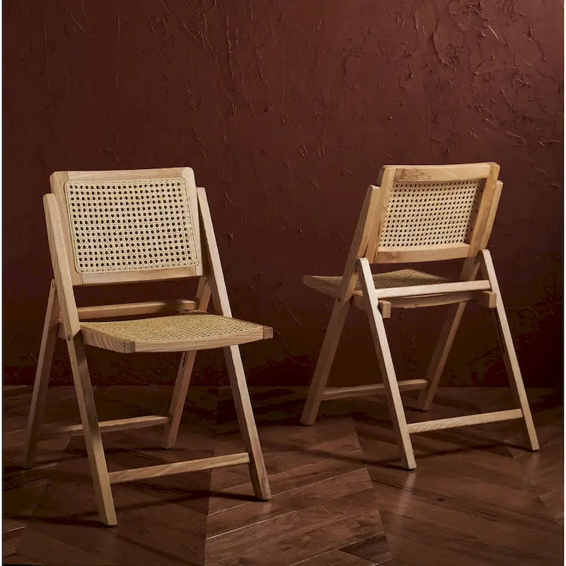 Silla de comedor plegable de ratán nogal/negro/blanco/natural (juego de 2)