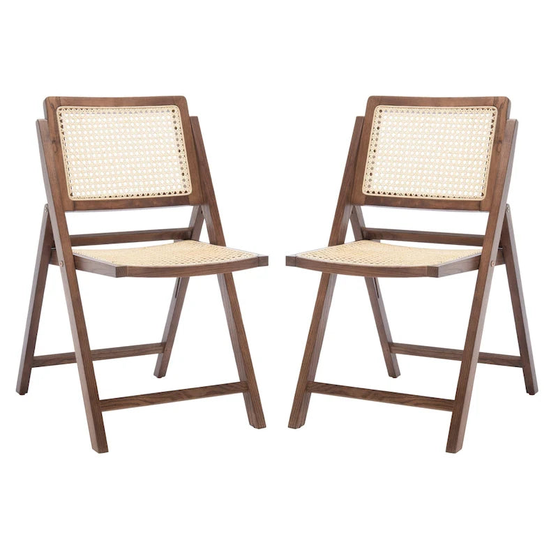 Silla de comedor plegable de ratán nogal/negro/blanco/natural (juego de 2)