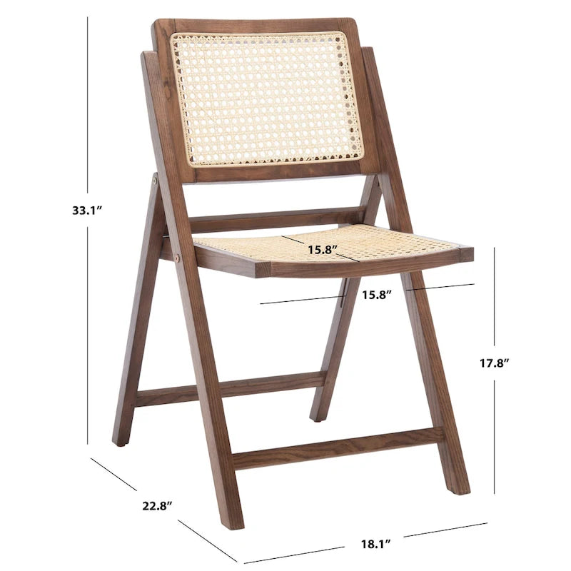 Silla de comedor plegable de ratán nogal/negro/blanco/natural (juego de 2)