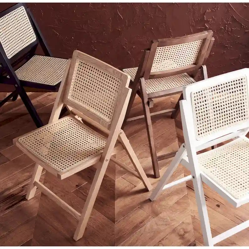 Silla de comedor plegable de ratán nogal/negro/blanco/natural (juego de 2)