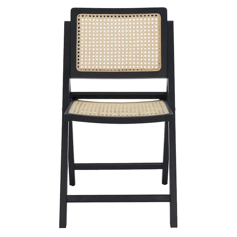 Silla de comedor plegable de ratán nogal/negro/blanco/natural (juego de 2)