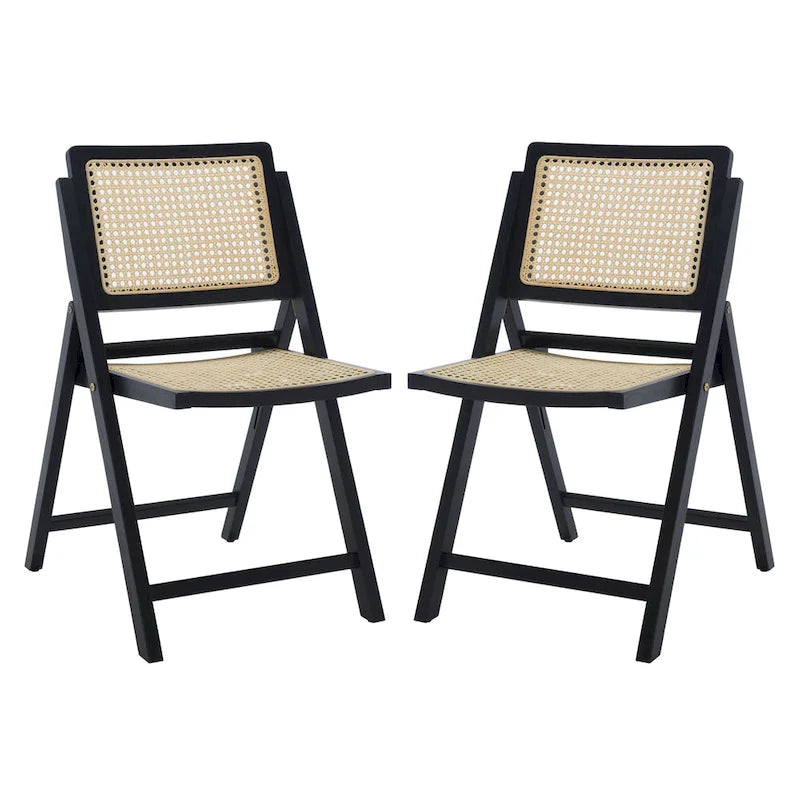 Silla de comedor plegable de ratán nogal/negro/blanco/natural (juego de 2)