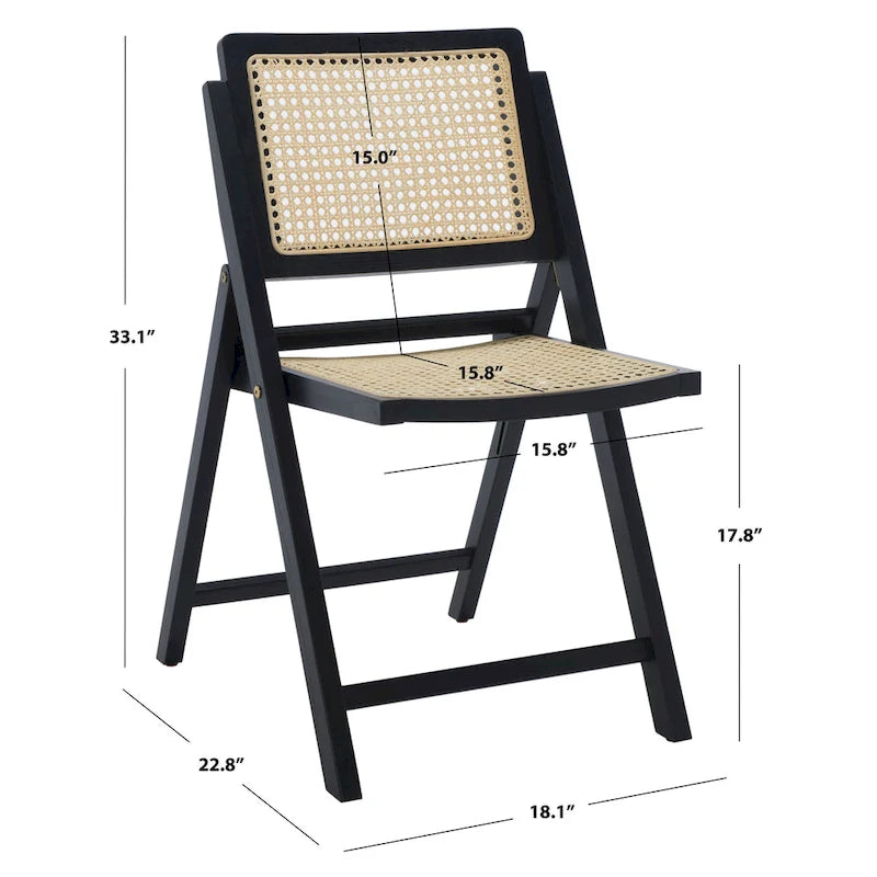 Silla de comedor plegable de ratán nogal/negro/blanco/natural (juego de 2)