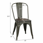 Silla de comedor de metal y madera de olmo, apilable, juego de 4