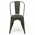 Silla de comedor de metal y madera de olmo, apilable, juego de 4
