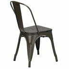 Silla de comedor de metal y madera de olmo, apilable, juego de 4