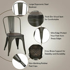 Silla de comedor de metal y madera de olmo, apilable, juego de 4