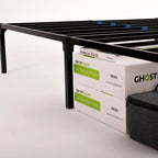 Base de cama de metal negro, montaje sin herramientas, 1-2 personas