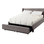 Cama tapizada con botones, de lino gris, con almacenaje, para 2 personas