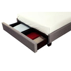 Cama tapizada con botones, de lino gris, con almacenaje, para 2 personas